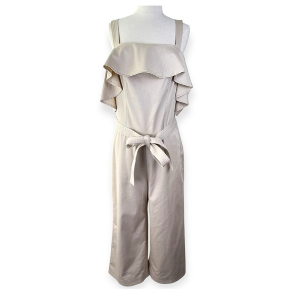 Banana Republic Pants - Banana Republic Cream Ruffle Jumpsuit